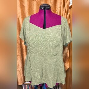 Torrid Olive Floral Blouse